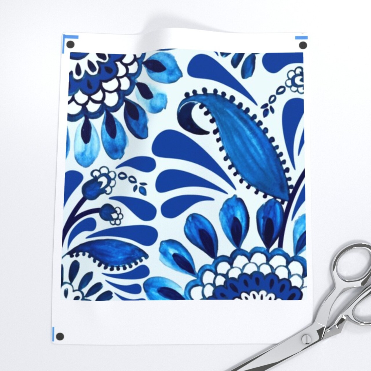 Blue And White Fantasy Floral Maximalist Large Scale Indigo Custom Printed Fabric by Spoonflower Various Fabrics by the Yard or Fat Quarter